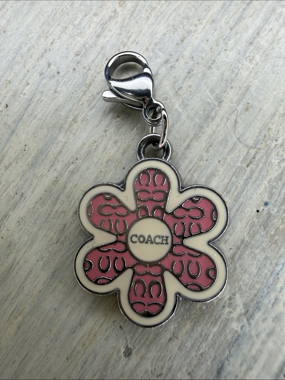 Coach Pink & Cream Flower Mini Charm